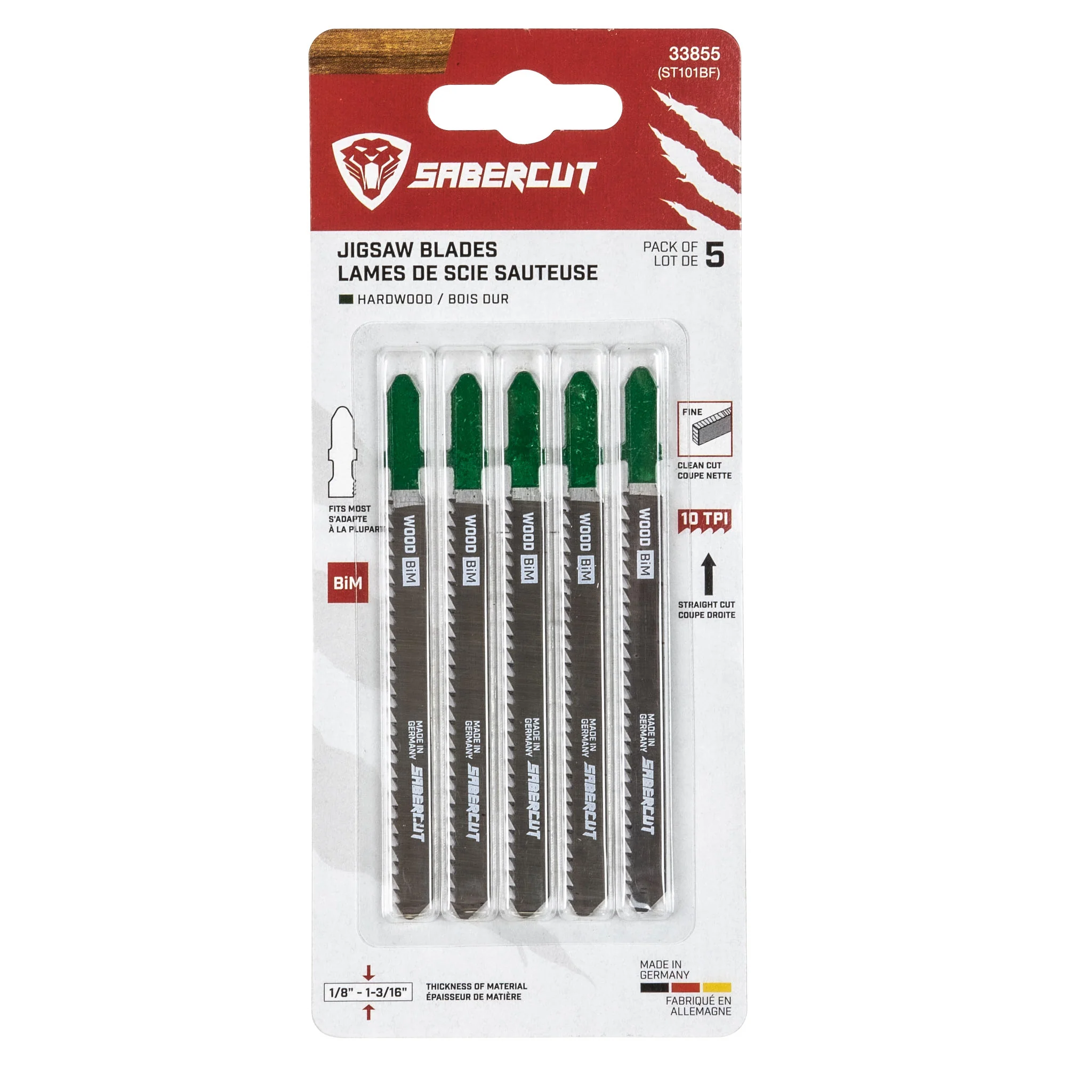 Sabercut 4 in. x 10TPI Bi-Metal T-Shank Jigsaw Blade For Clean Finish (5-Pack) - Image 2