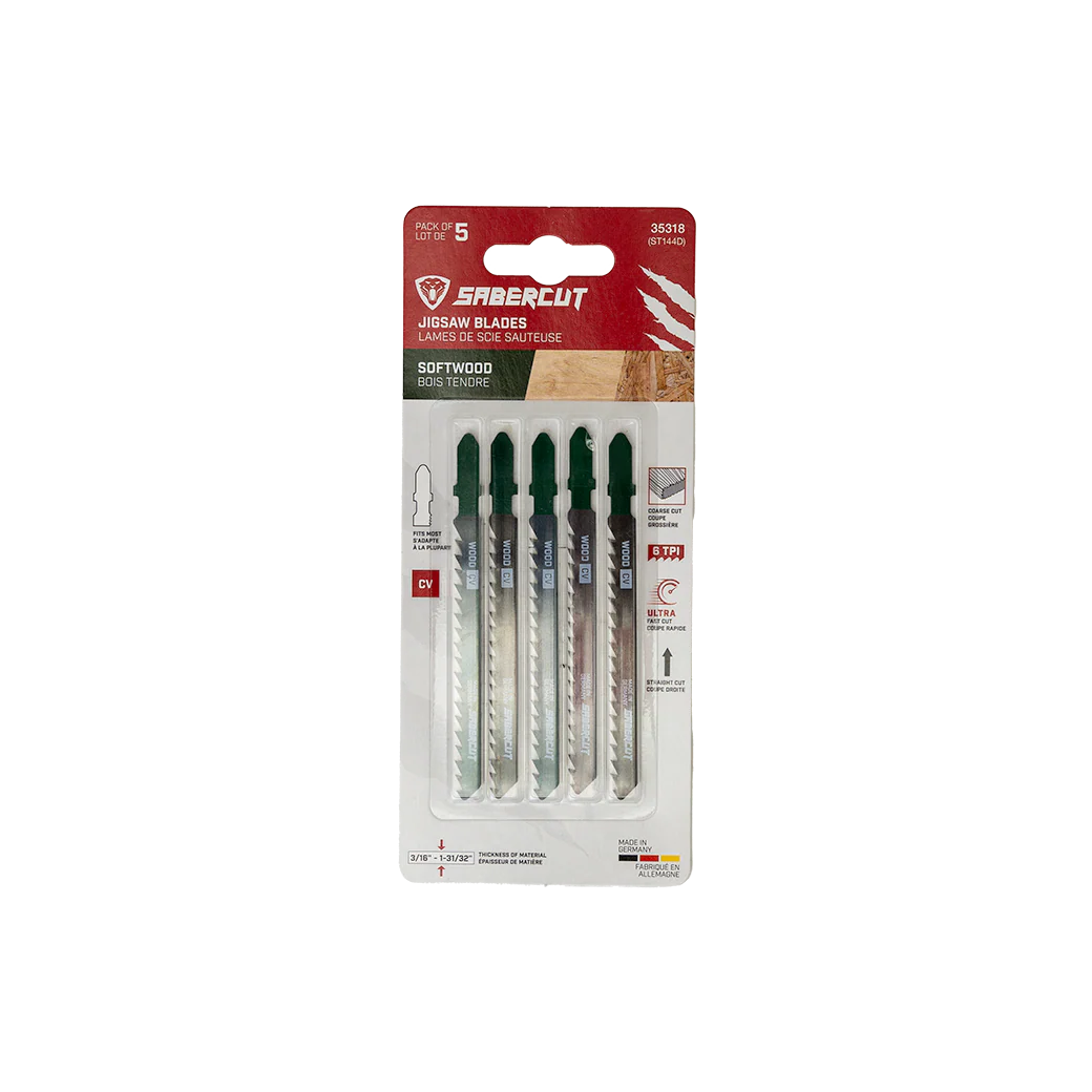 Sabercut 4 in. X 6TPI T-Shank Jigsaw Blade For Ultra-Fast Cuts on Wood (5-Pack) - Image 2