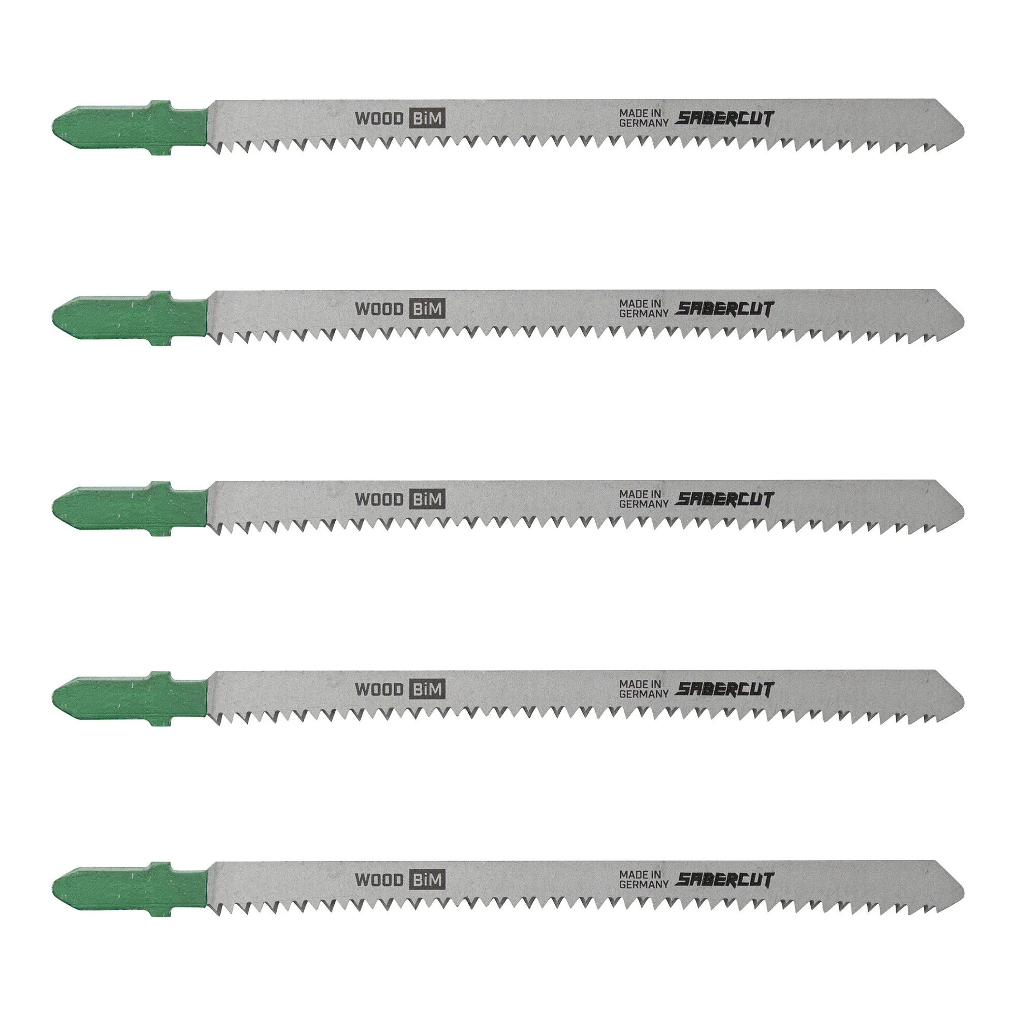 Sabercut 5 in. x 12TPI Bi-Metal T-Shank Jigsaw Blade for Ultra-Clean Top & Bottom Cuts on Wood (5-Pack)