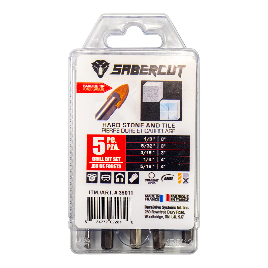 SABERCUT HARD STONE & TILE DRILL BIT 5PC SET (1/8 Inches- 5/16 Inches) - Image 2