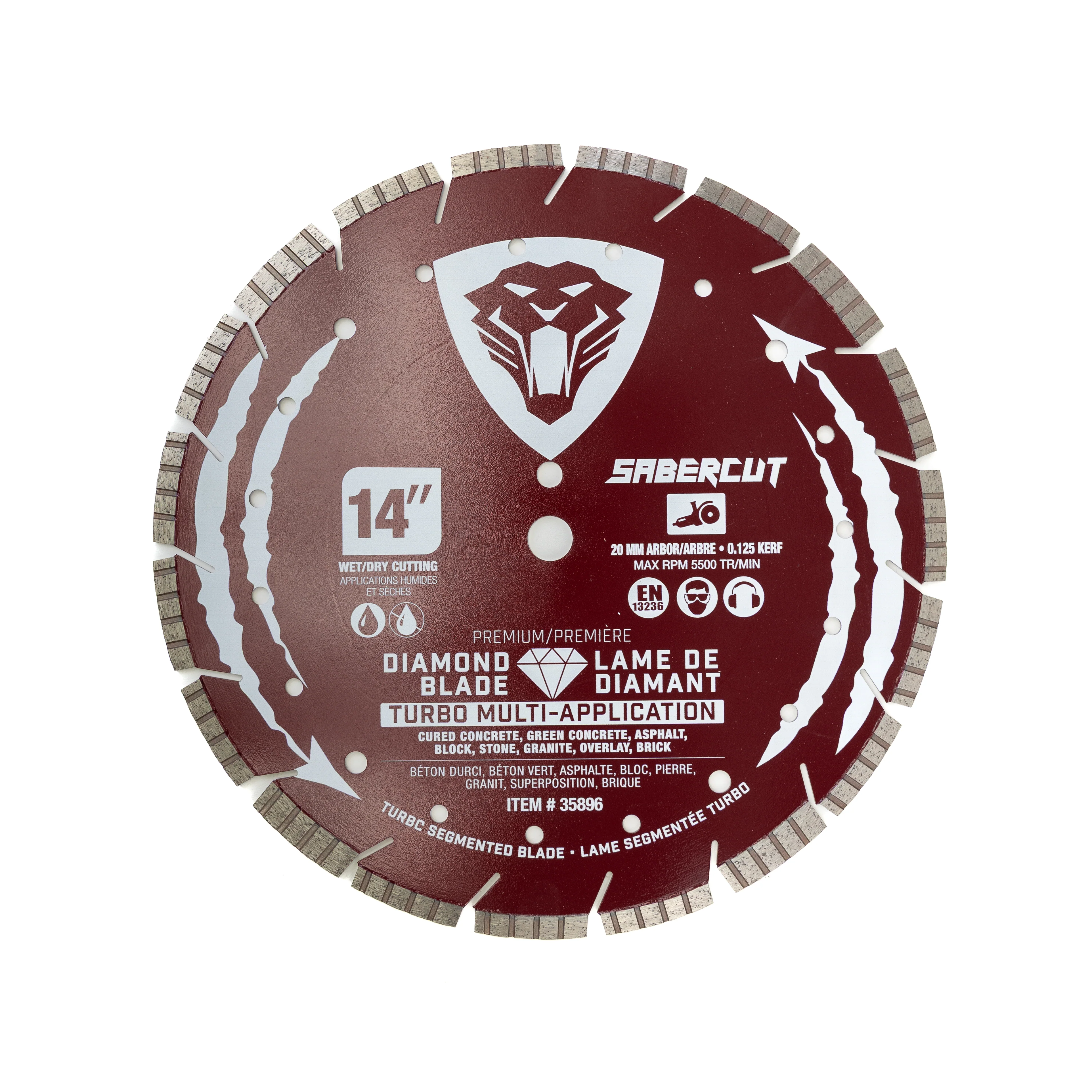 SABERCUT 14-In. x 20 Multi-Application Turbo Segmented Diamond Blade