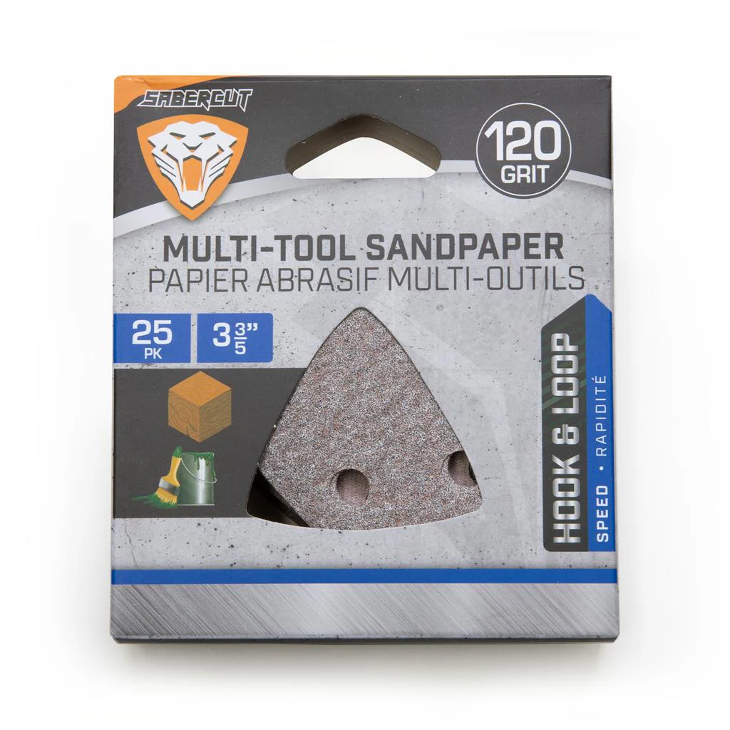 SaberCut 3-3/5 in 120 Hook & Loop Triangle Shape Multi-Tool Sandpaper - Image 3