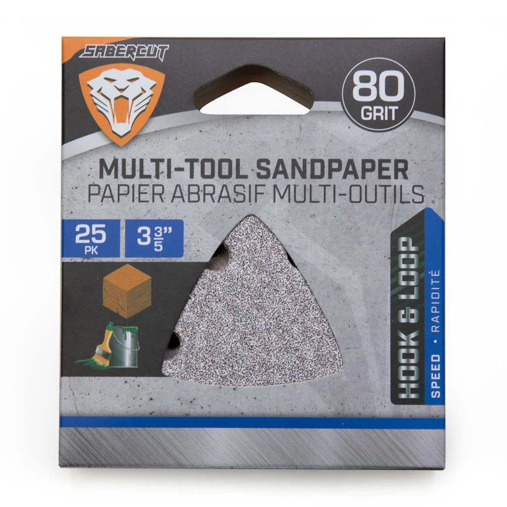SaberCut 3-3/5 in 80 Grit Hook & Loop Triangle Shape Multi-Tool Sandpaper - Image 3