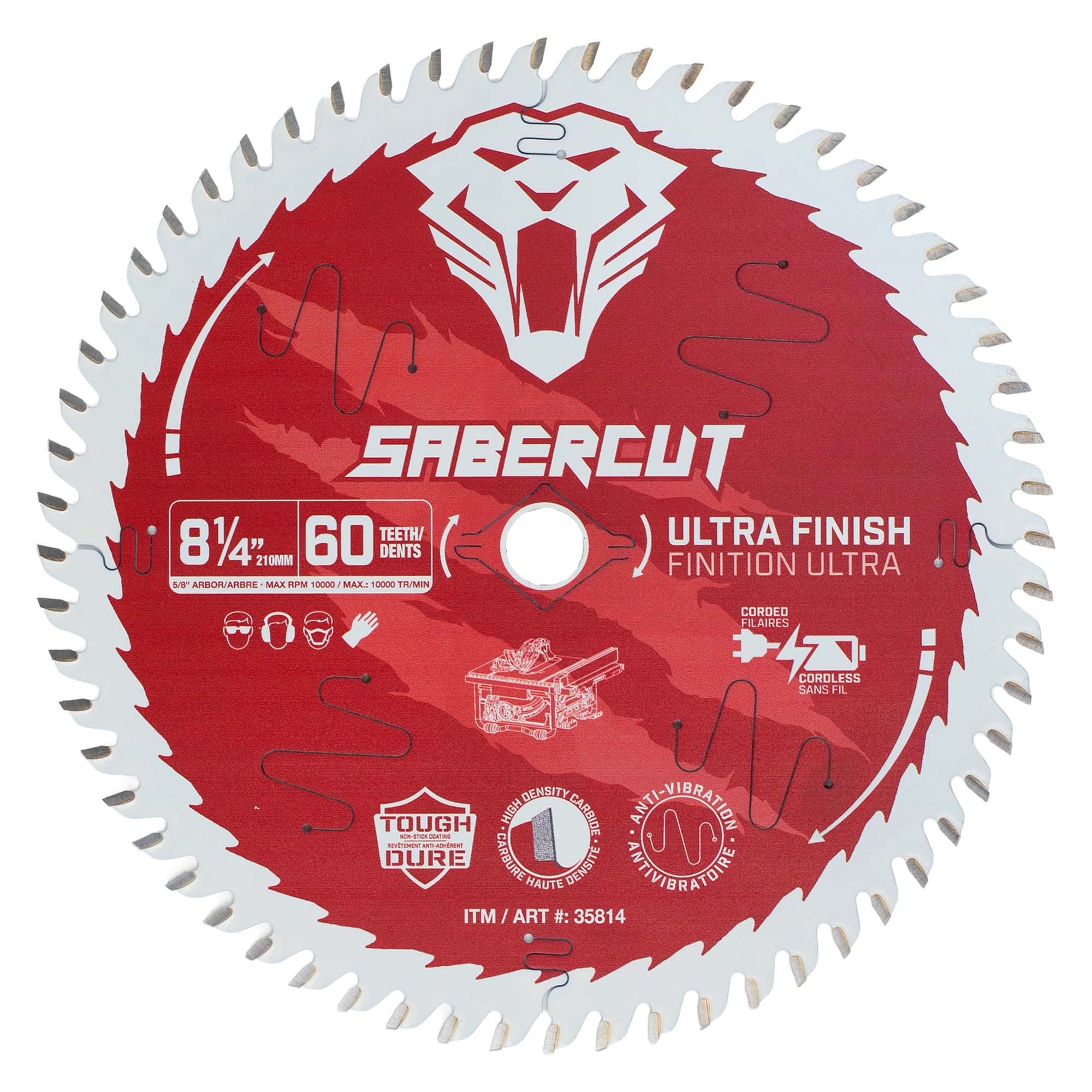 Sabercut Red Label 8-1/4 in. x 60 Tooth Ultra Finish Wood Saw Blade