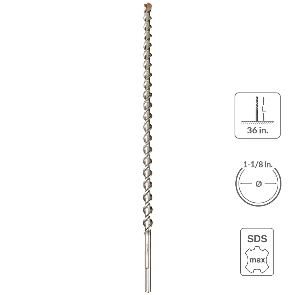 SABERCUT  1-3/4 in. x 36 in. SDS MAX 6-Cutter Carbide Tip Concrete & Rebar Hammer Drill Bit - Image 13