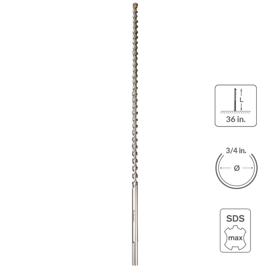 SABERCUT  1-3/4 in. x 36 in. SDS MAX 6-Cutter Carbide Tip Concrete & Rebar Hammer Drill Bit - Image 22