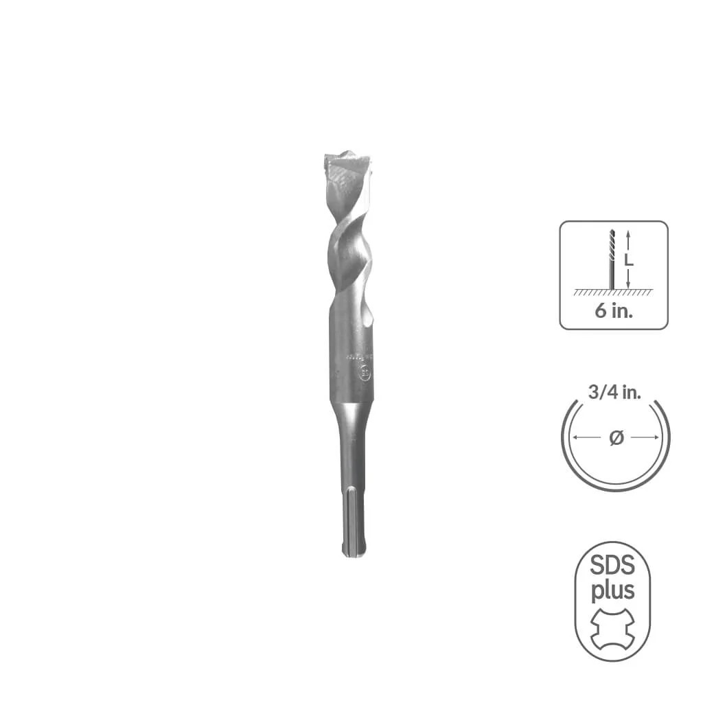 SABERCUT 3/4 in. x 6 in. SDS PLUS 2-Cutter Carbide Tip Concrete Drill Bit - Image 43
