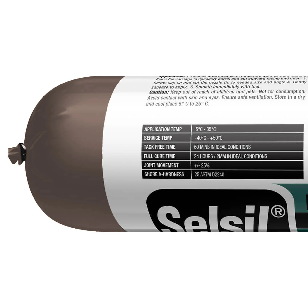 Selsil 600 ml Bronze Masonry and Metal Expanding Joints Polyurethane Adhesive Sealant Sausage - Image 4