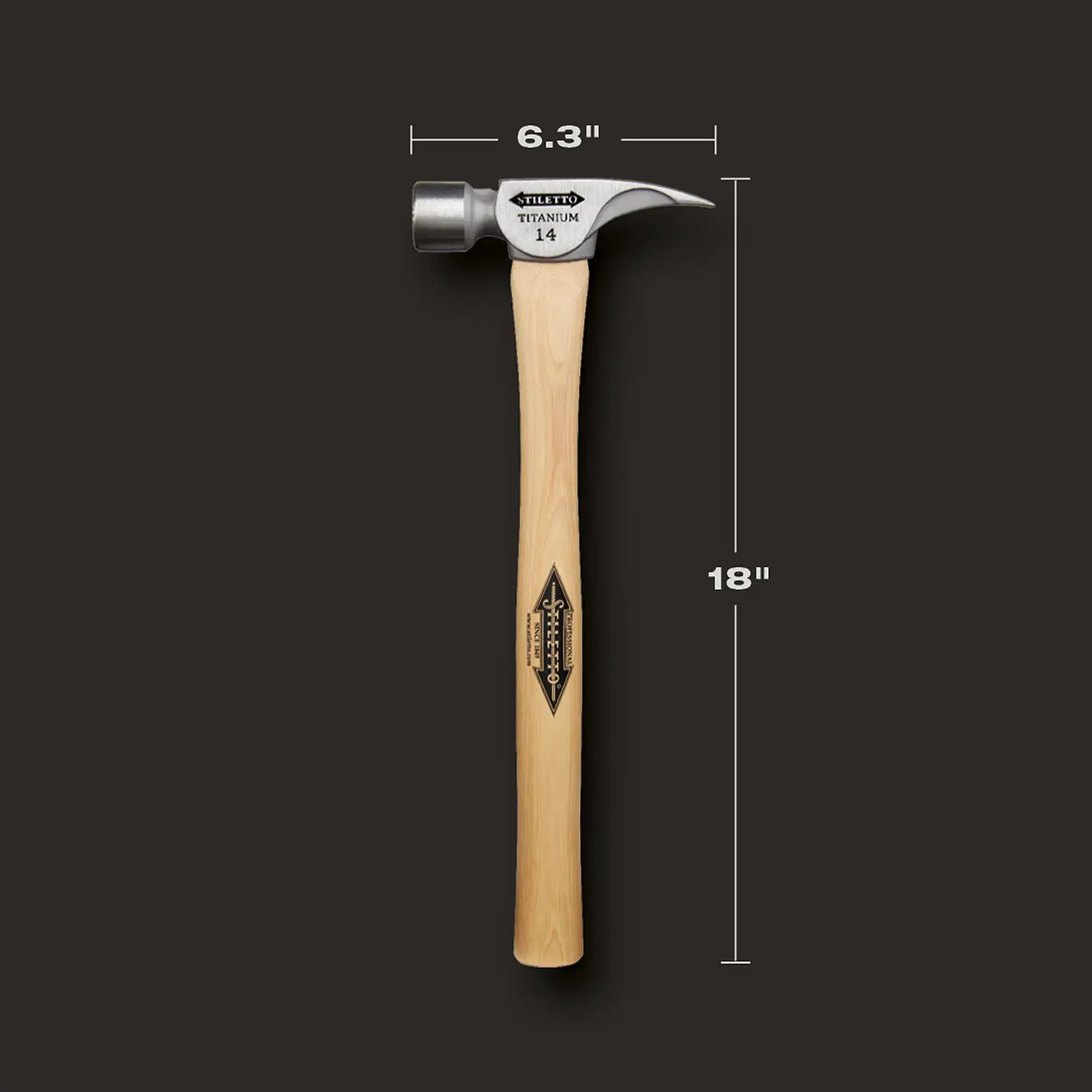 Stiletto TI14MS 14 oz. Milled/Straight Titanium Hammer with Hickory Handle - Image 4