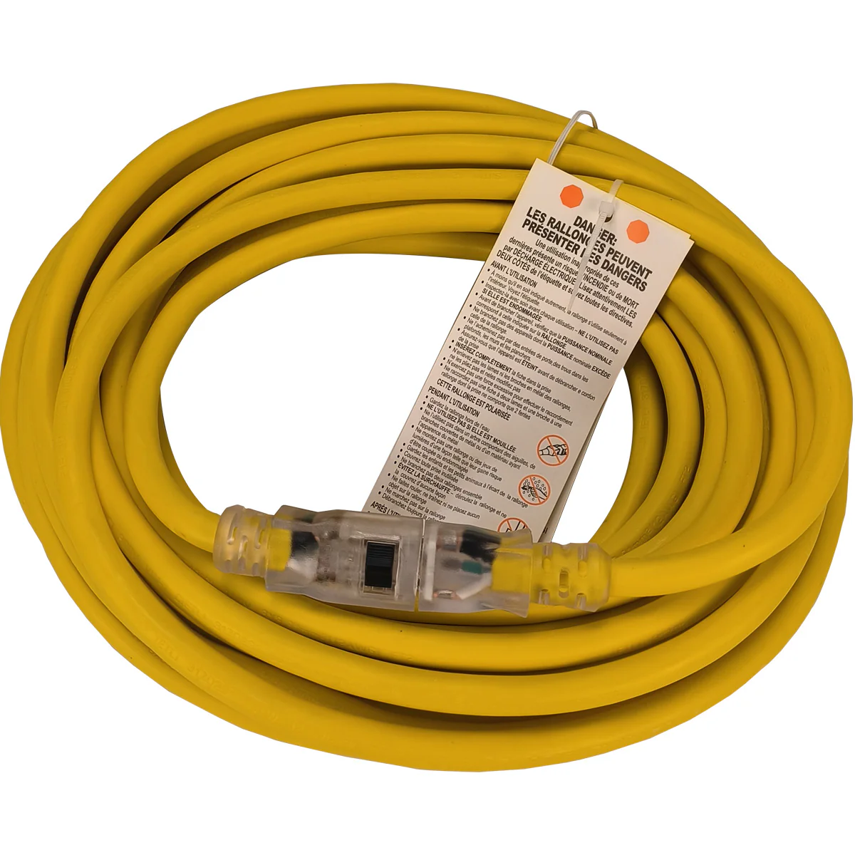 TOOLWAY 140034 Extension Cord 12/3 SJTW 50 ft. Yellow Single Tap w/Lock - Image 2