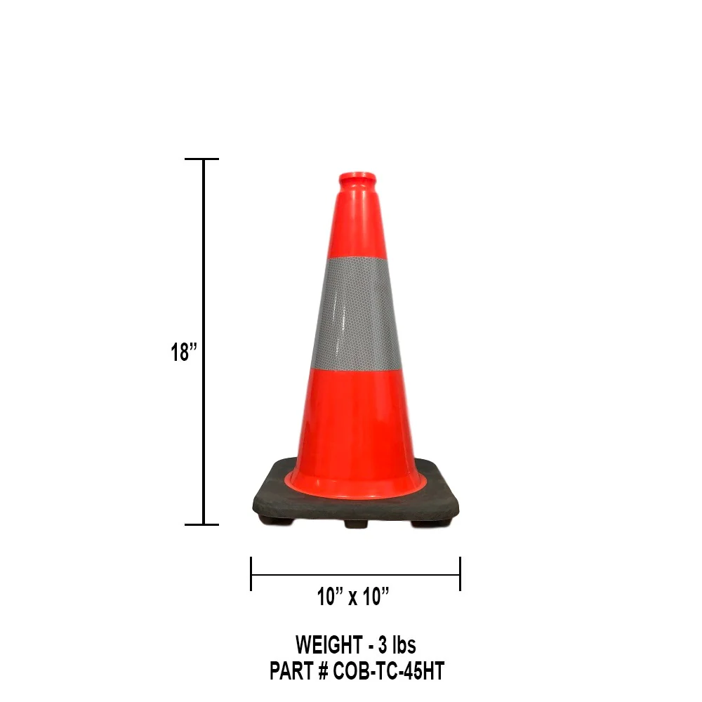 Trafic Zone COB-TC-45HIP High Intensity Prismatic White 6 in Traffic Cone with HIP Collar - Image 5