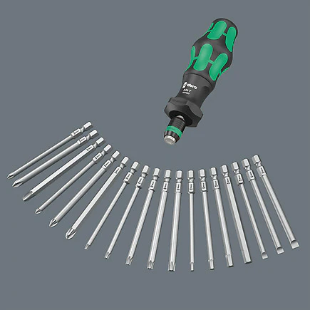Wera 05057483001 19-Piece Kraftform Kompakt 1/4 in. Imperial Hex Turbo Bit Holder Screwdriver Set - Image 2