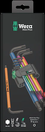 Wera 05073593001 9-Piece 950/9 SPKL SB BlackLaser Multicolour Metric Hex-Plus L-Key Set - Image 2