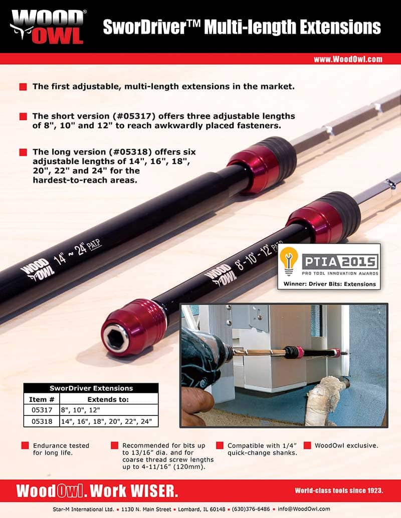 WoodOwl Swordriver 8 in. to 12 in. Adjustable Extension Bit - Image 3